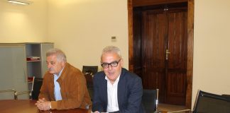 Il sindaco Romano Carancini e l’assessore allo Sport Alferio Canesin durante la conferenza stampa di oggi pomeriggio