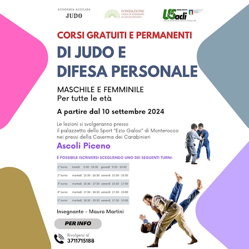 Locandina sui corsi  di Judo e difesa personale 