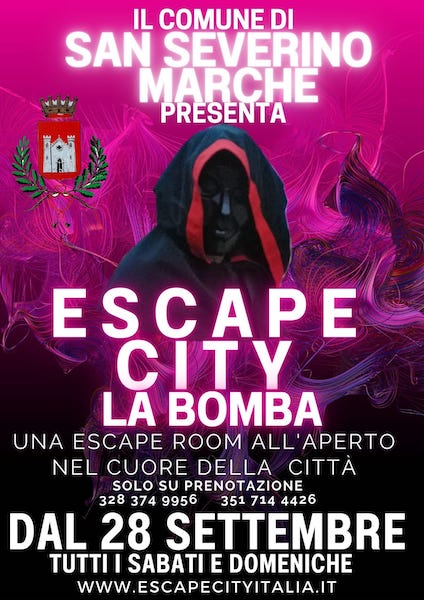 locandina di “Escape city, la Bomba”, 28 settembre a San Severino