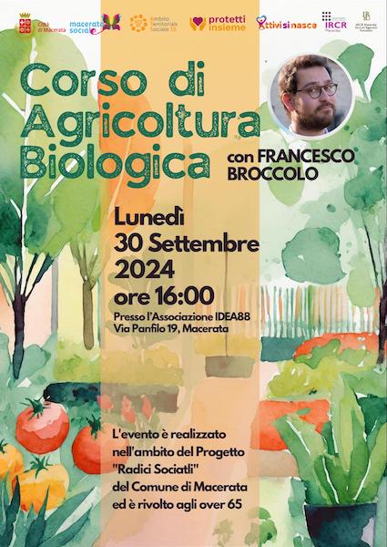 locandina del Corso di Agricoltura Biologica  a macerata