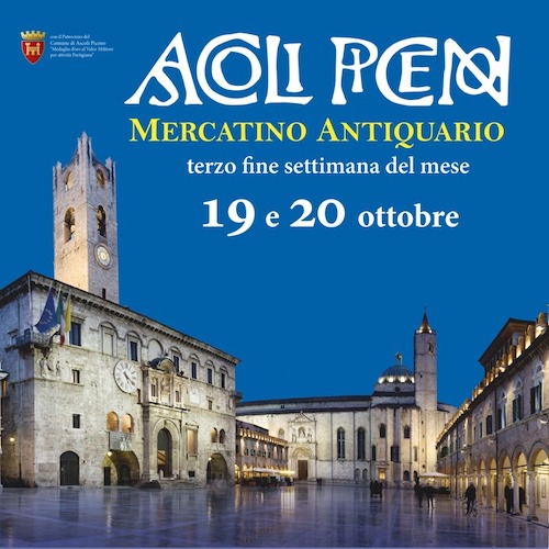 locandina del Mercatino Antiquario ad Ascoli Piceno